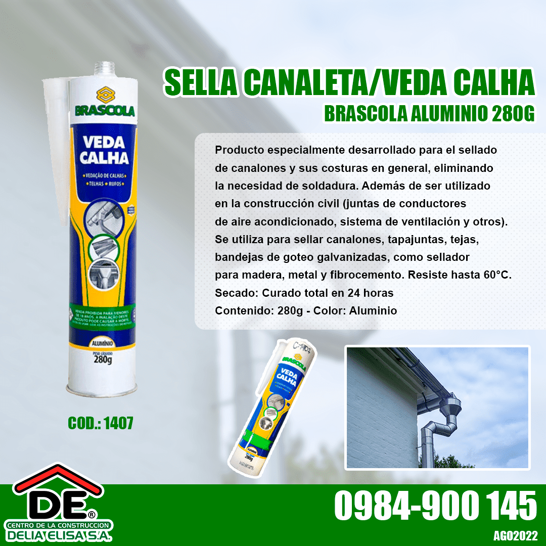 Sella Canaleta Veda Calha Brascola Aluminio Gr X Pq Delia